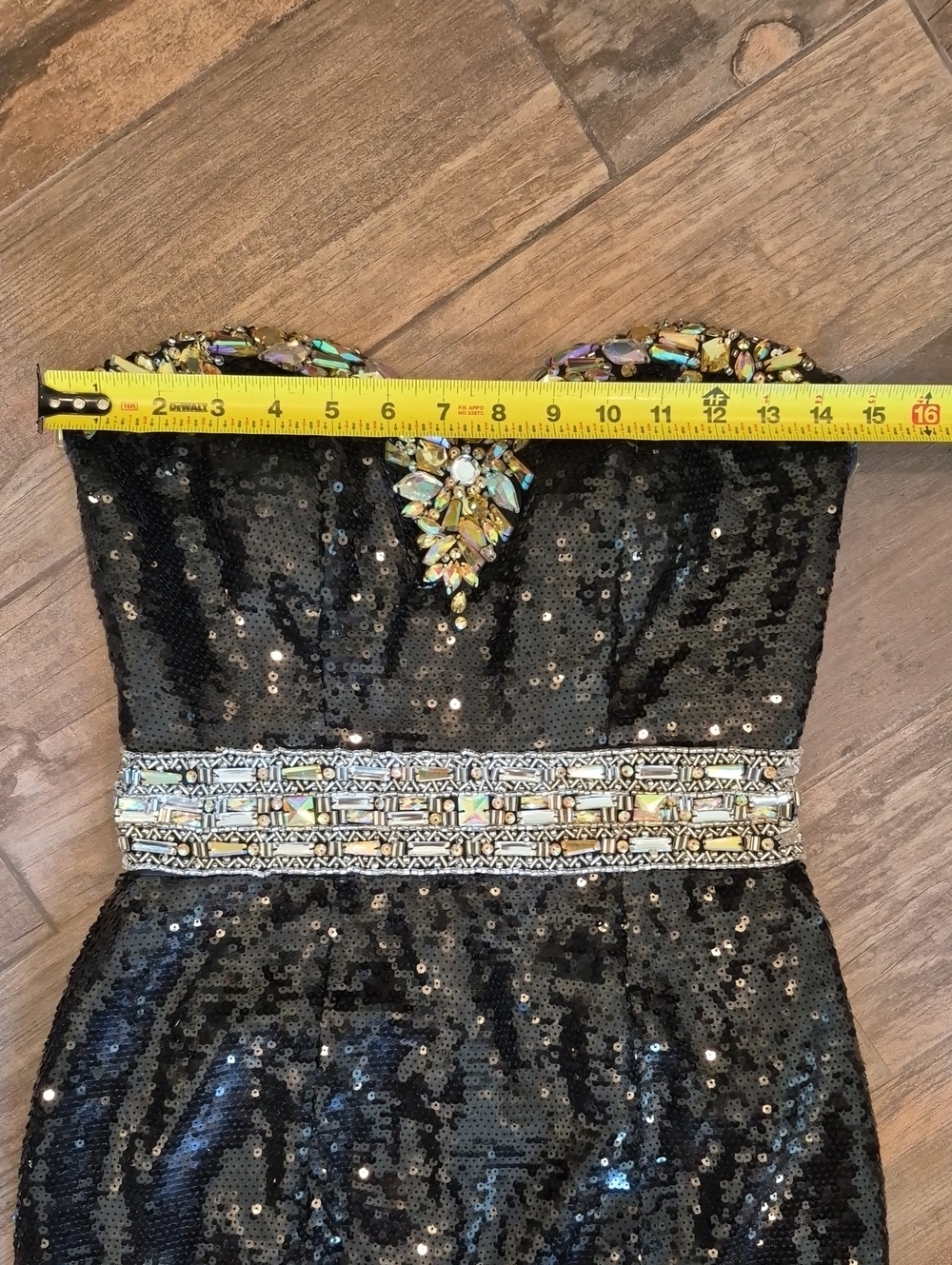 Vtg Sequin Rhinestone Strapless Fully Lined Sweetheart Neckline Mini Dress, 2 - Picture 7 of 15